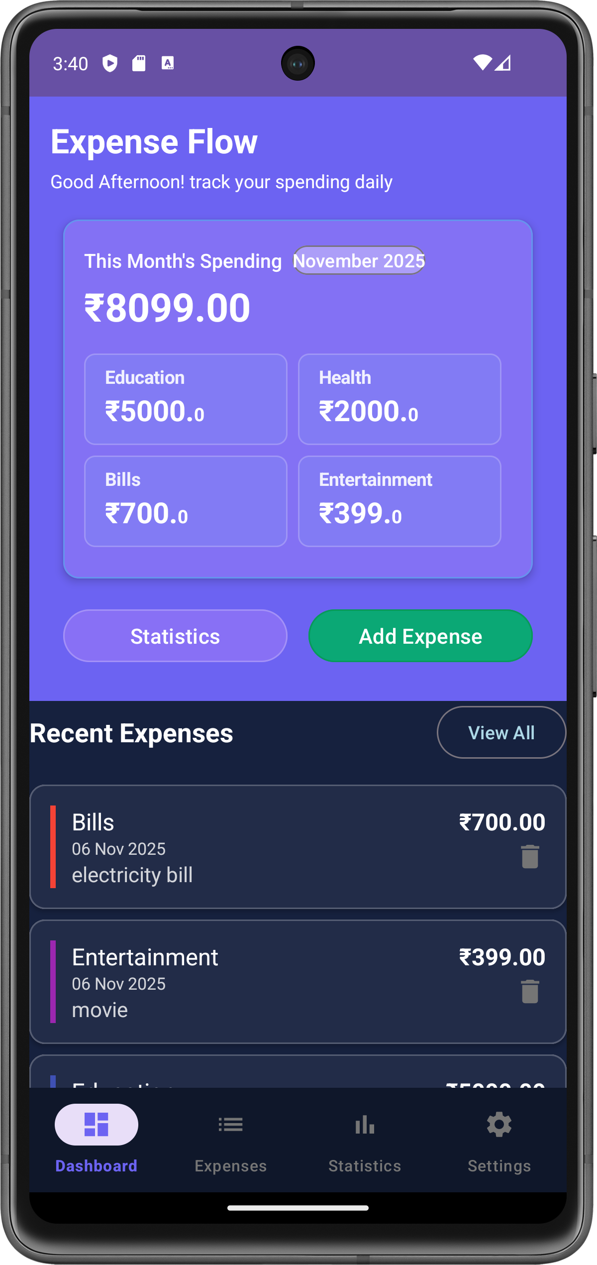 ExpenceTracker App Screenshot 3